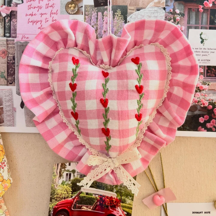 Heart Flower Embroider Hanging